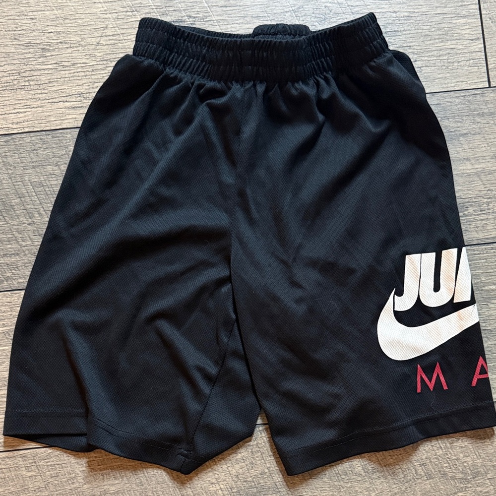 Jordan Black Shorts with White and Red Logo - Kids